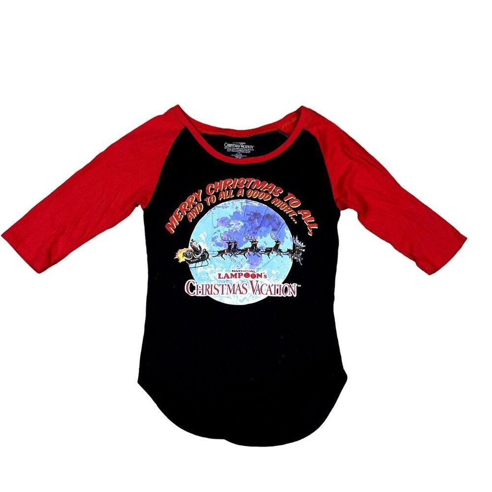 National Lampoons Christmas Vacation Womens Raglan Pajama Top Size Large